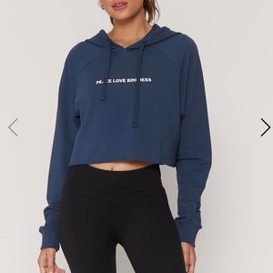 NWT Spiritual Gangster Kindness Luna Crop Hoodie - M - Faded Navy